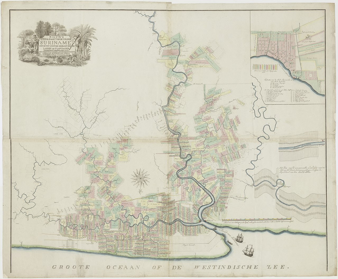 Plantations in Suriname around 1800 bron Nationaal Archief